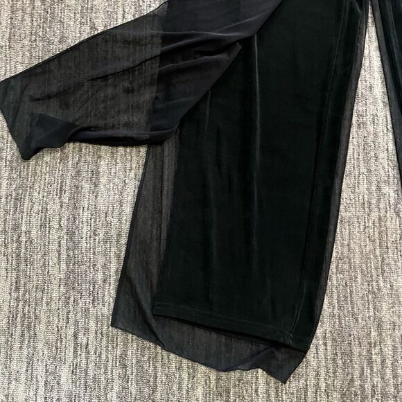 Womens Medium Wide Leg Pants Black Pull On Elastic Sheer Lined USA Flowy NWOT - Picture 2 of 7